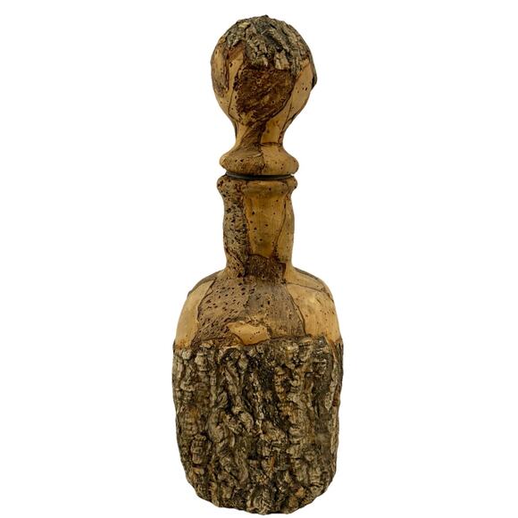 Handcrafted Natural Cork Decanter Bottle Bark & Burl Signed Rustic Portugal Art - Picture 3 of 11